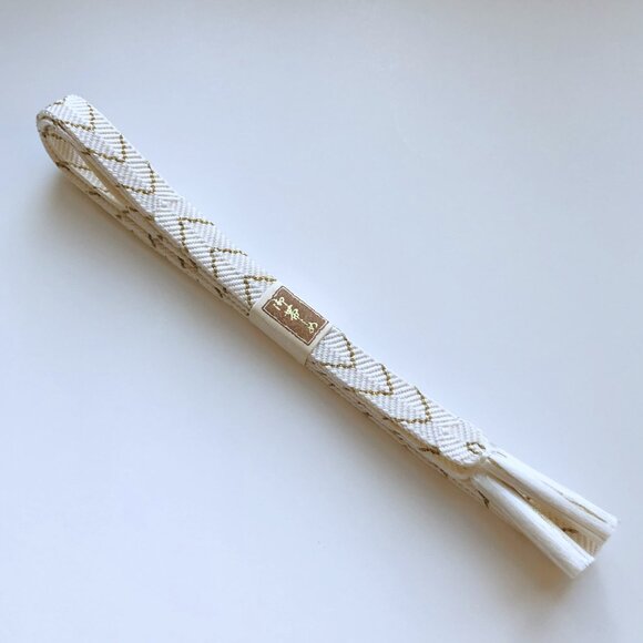 Other - Japanese 100% Silk Obijime Obi Cord Kimono Accessory White Gold Threads New
